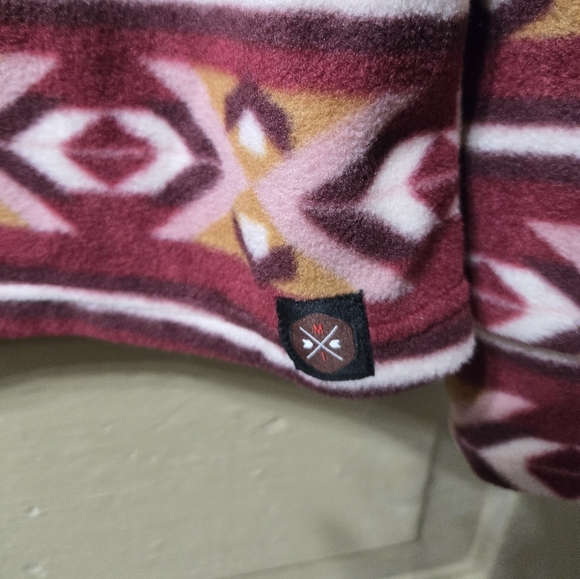 Mountain And Isles Mock Neck Aztec Long Sleeve Fleece Pullover Top NWT - Picture 5 of 7